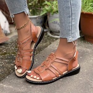 Women's Flat Casual Peep-Toe Roman Sandals 33894236C